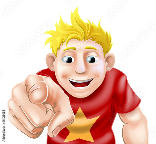 Man pointing at viewer