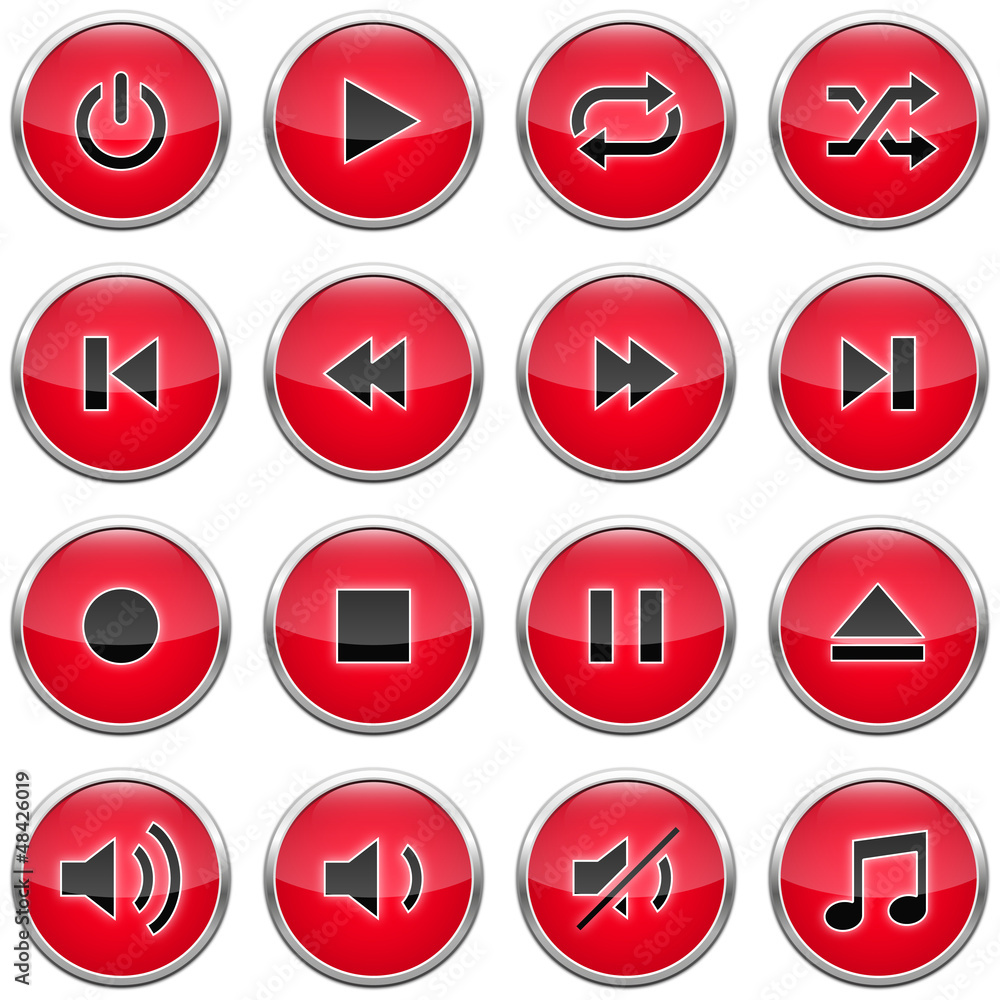 Red glossy player buttons (without white path included) Red glossy player buttons (without white path included)