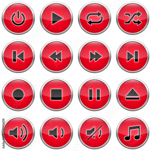 Red glossy player buttons (without white path included)
