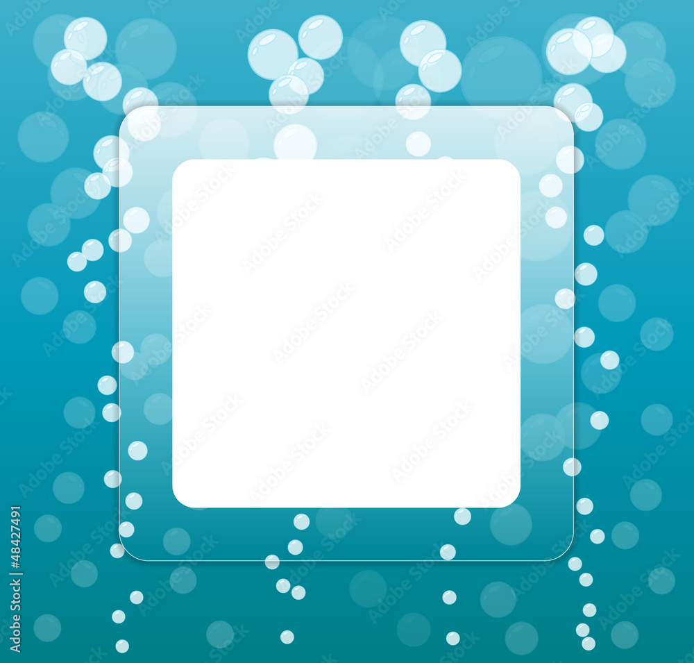 Glass square in water background Glass square in water background