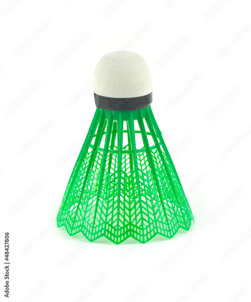 Green badminton shuttlecocks isolated on white