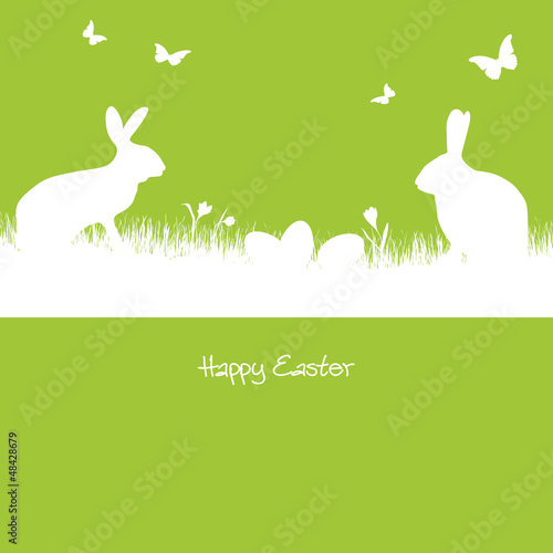 Happy Easter - green silhouette