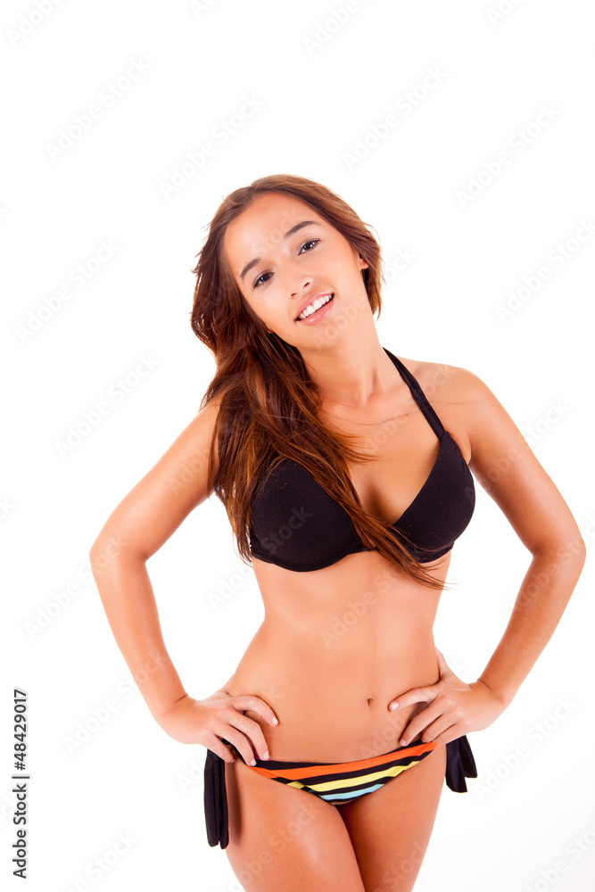 Beautiful young woman dressing bikini Beautiful young woman dressing bikini