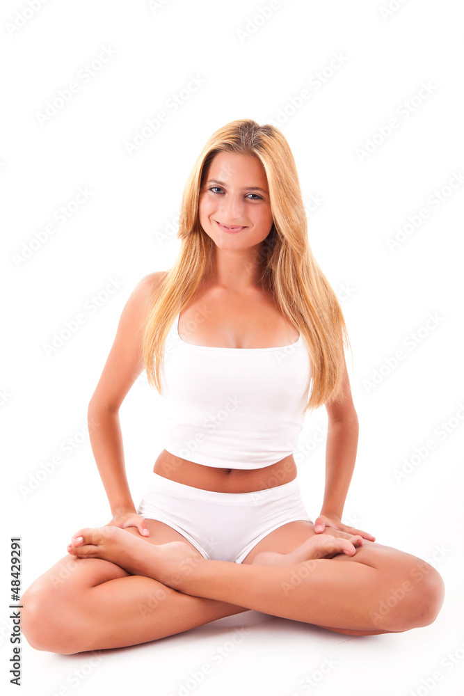 Young blonde woman doing yoga Young blonde woman doing yoga