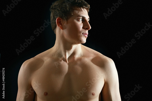 portrait of topless athletic man
