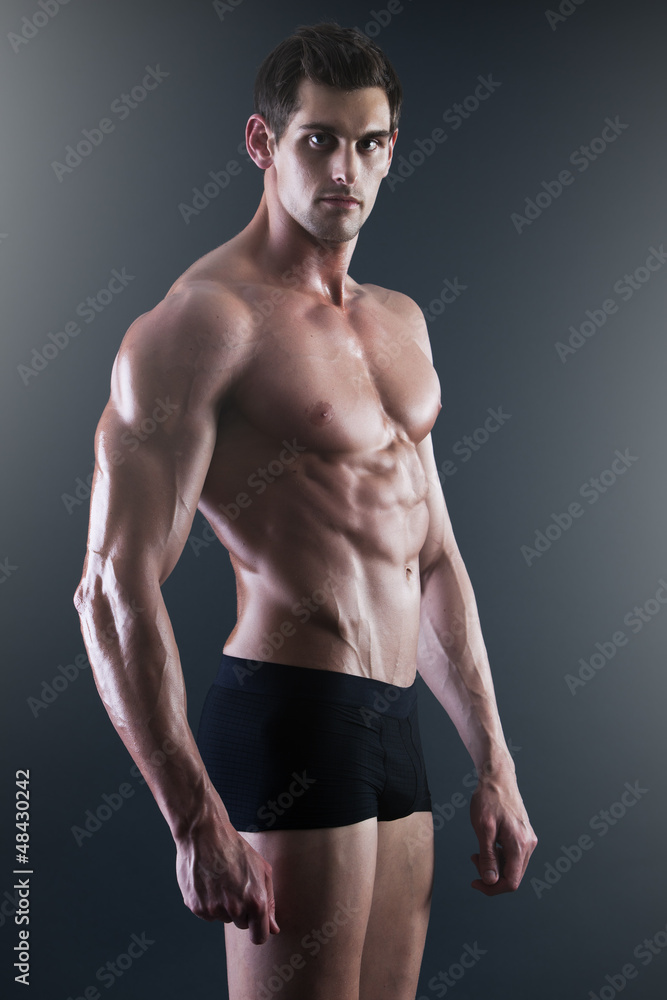 Portrait of a young muscular man in underwear Portrait of a young muscular man in underwear