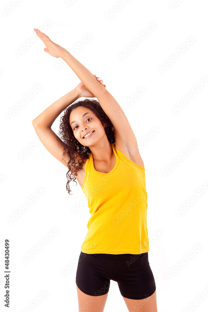 Pretty young african woman doing exercise - Fitness Concept Pretty young african woman doing exercise - Fitness Concept
