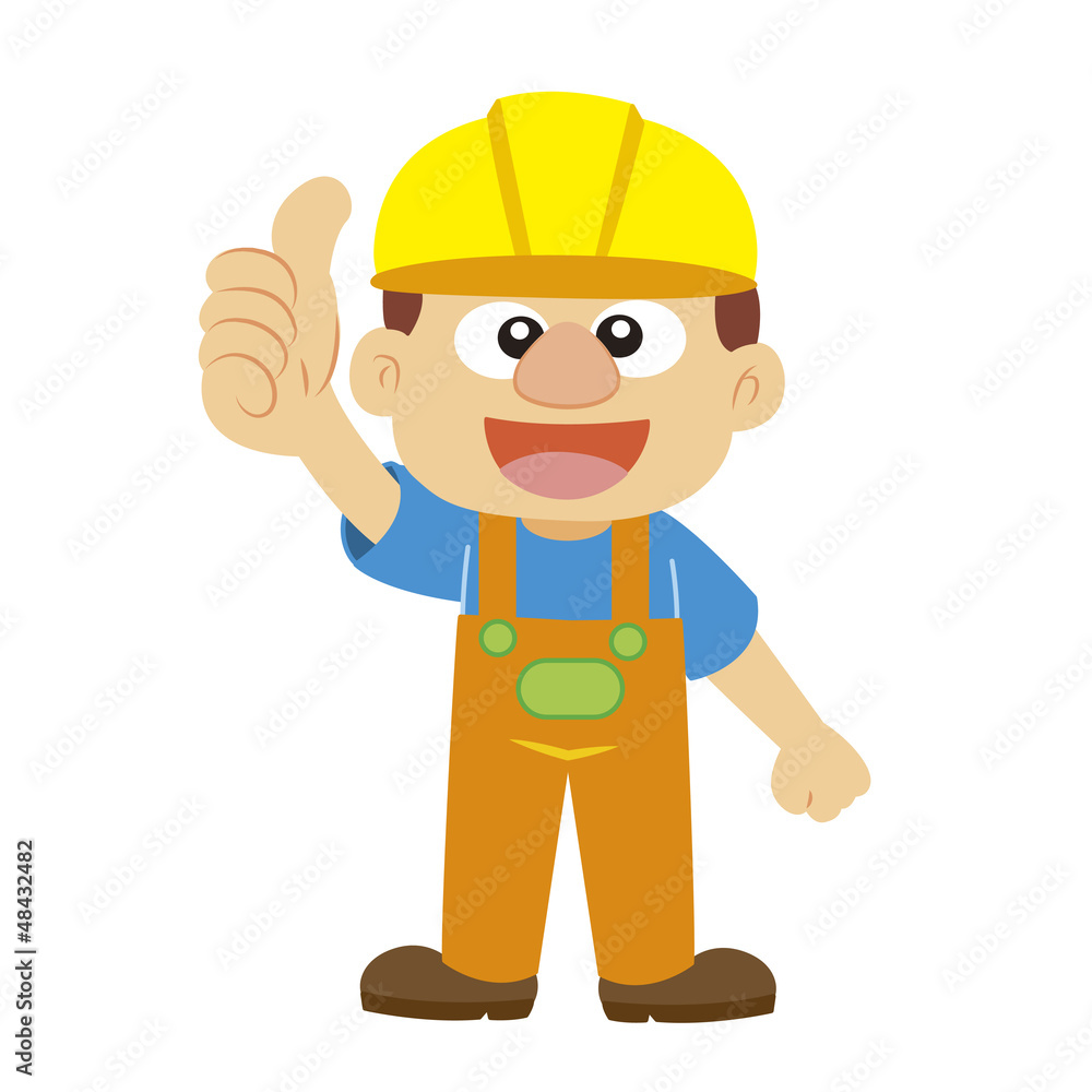 Vector illustration of a builder in yellow helmet Vector illustration of a builder in yellow helmet