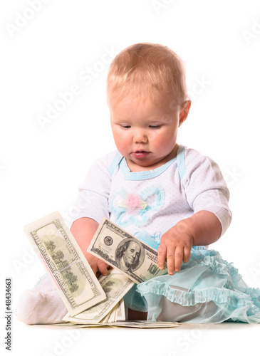 baby is counting money