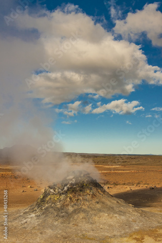 Steaming fumarole in Namafjall, between the Myvatn lake and Kra