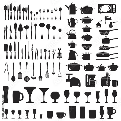 Set of cutlery icons silhouette