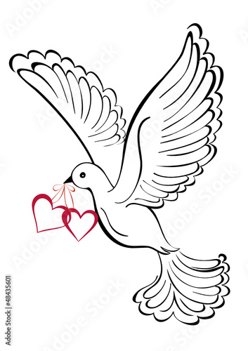 Flying dove with heart