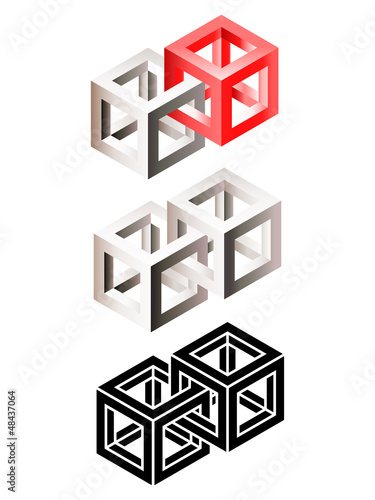 Set of intersected wireframe cubes. Eps10