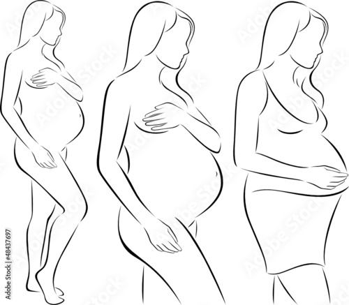 Silhouettes of pregnant woman