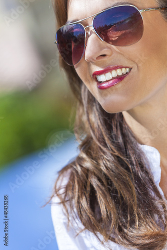 Happy Woman Wearing Aviator Sunglasses