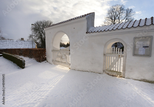White medieval church in Svindinge, Denmark © Frankix