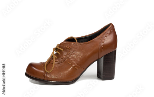Brown leather ladies court shoe