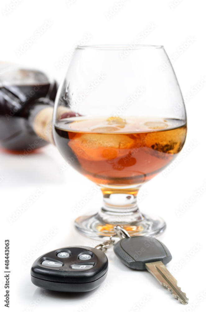 glass of alcohol and car keys glass of alcohol and car keys