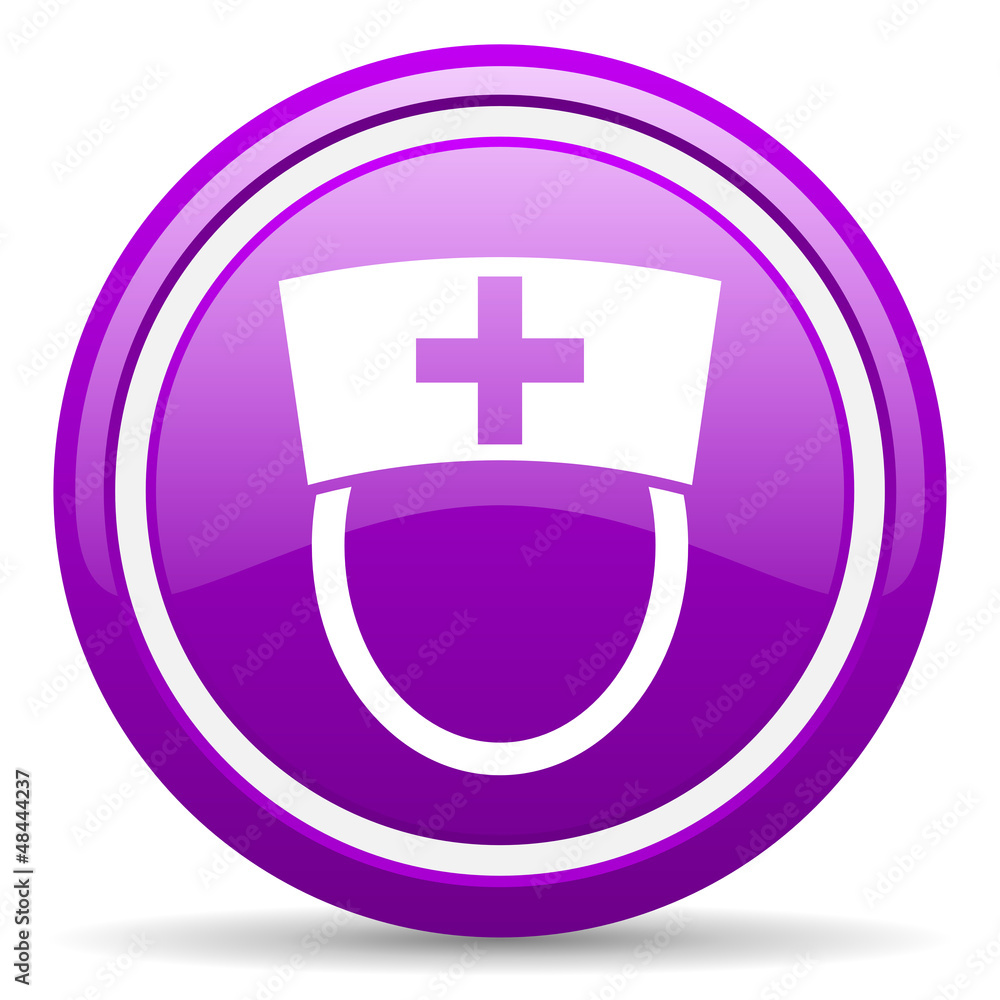 nurse violet glossy icon on white background
