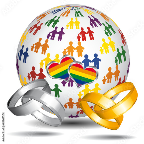 Marriage and adoption. LGBT flag.