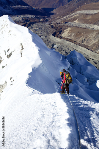 Climbing Island Peak (Imja Tse) in Nepal. Mount summit.