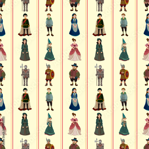 seamless Medieval people pattern