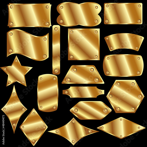 Set of gold metal plates