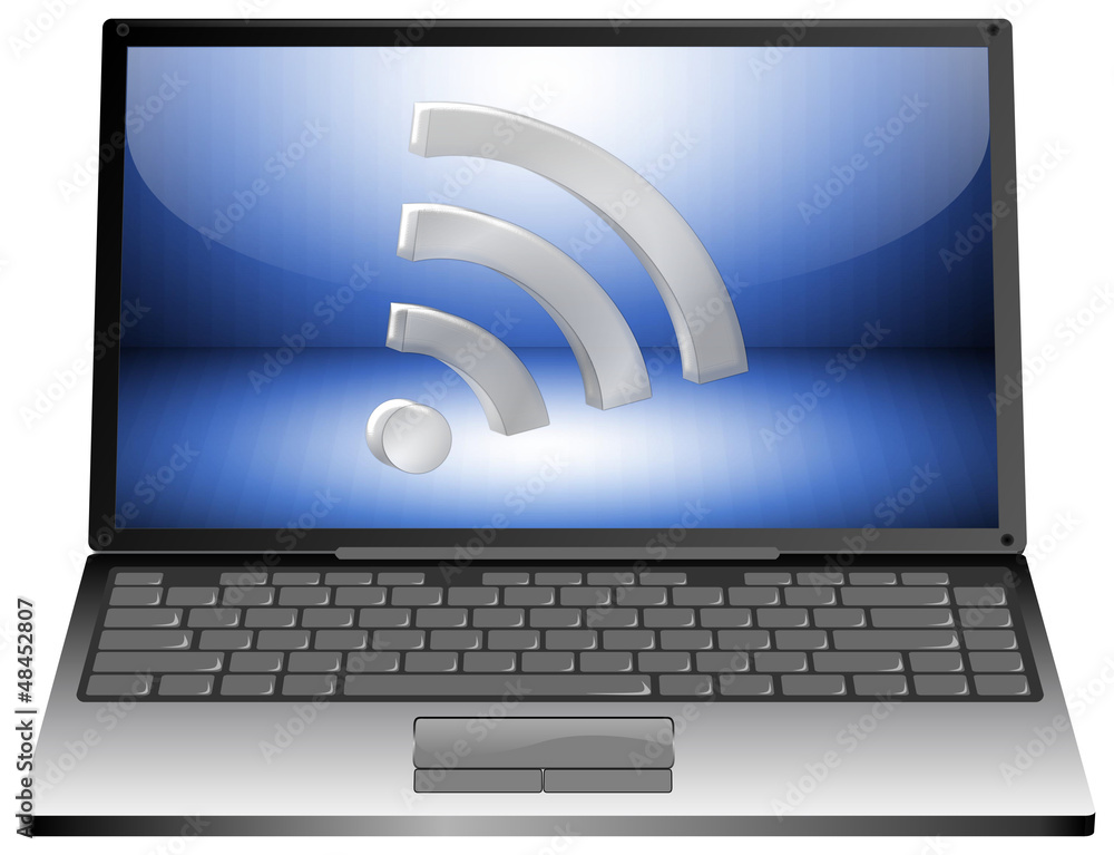 Laptop with wireless WiFi Wlan symbol Laptop with wireless WiFi Wlan symbol