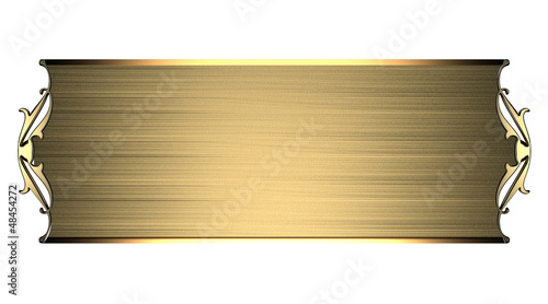 White Background with gold plate and a beautiful gold trim
