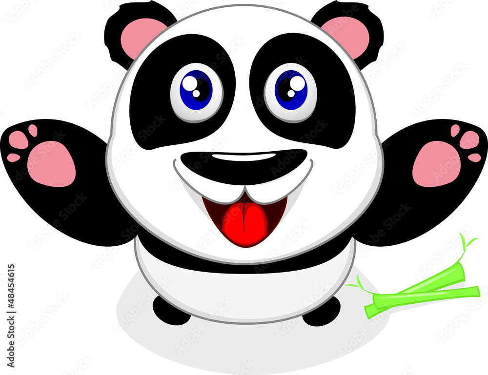 Naklejka premium Illustration Of Baby Panda Laughing