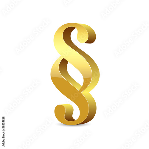 Paragraph – 3D Paragraphenzeichen in Gold mit Glanz