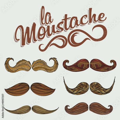 Colorful Hand Drawn Mustache Set
