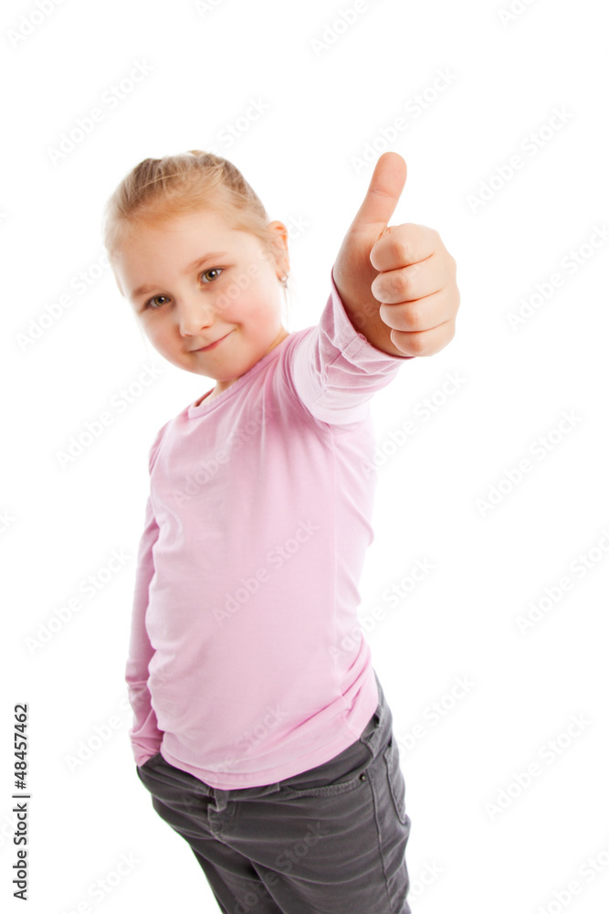 Little girl showing thumbs up. Little girl showing thumbs up.