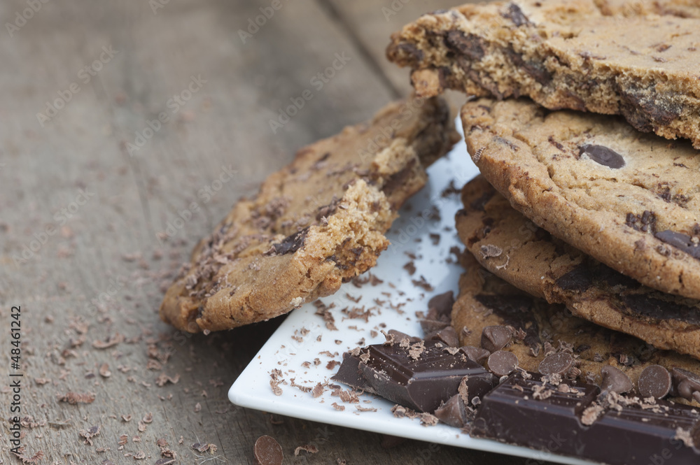 Fototapeta premium Close up of hand baked chocolate chip cookies
