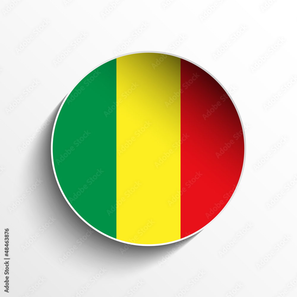 Mali Flag Paper Circle Shadow Button