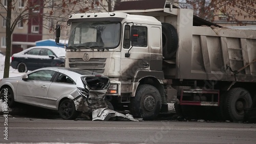 collision of the truck and car