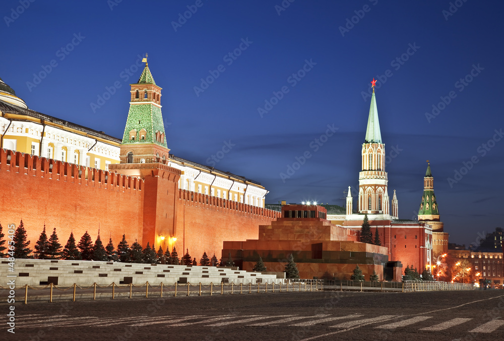 Red square at night. Moscow, Russia