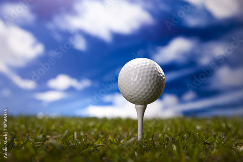  Golf club and ball in grass 