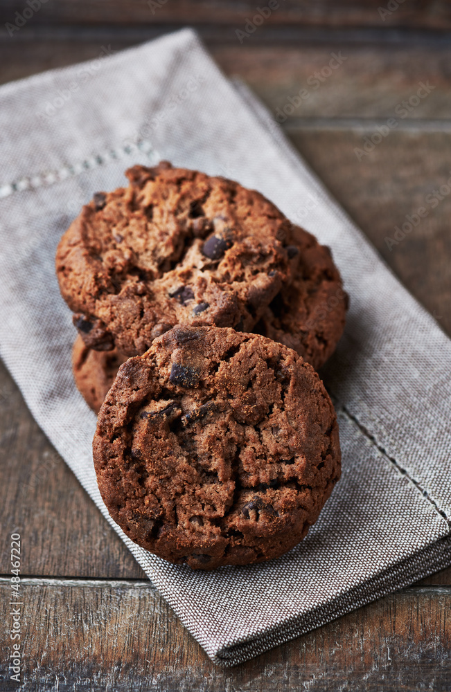 Fototapeta premium Dark chocolate chip cookies