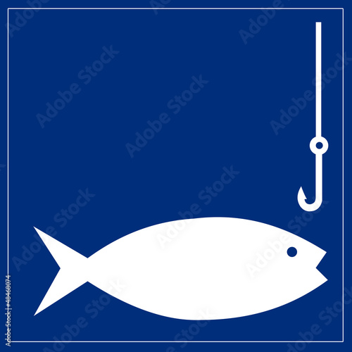 Schild blau - Fischen