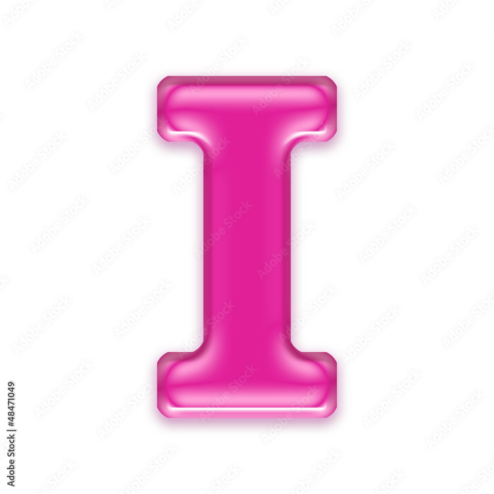 Uppercase transparent pink font I - Capital 3d letter Uppercase transparent pink font I - Capital 3d letter
