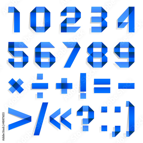 Font folded from colored paper - Arabic numerals