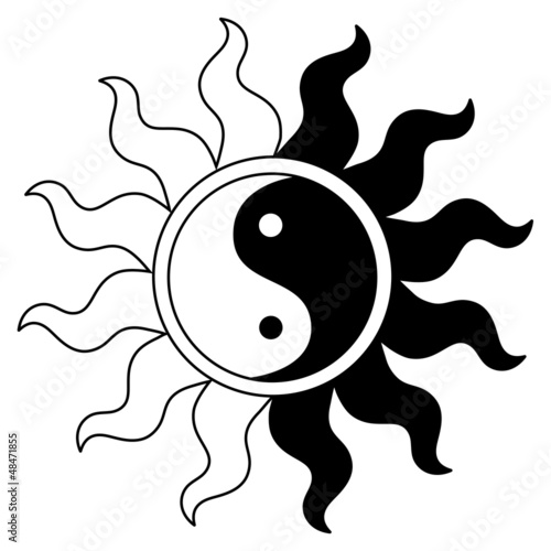 Ying yang symbol in sun