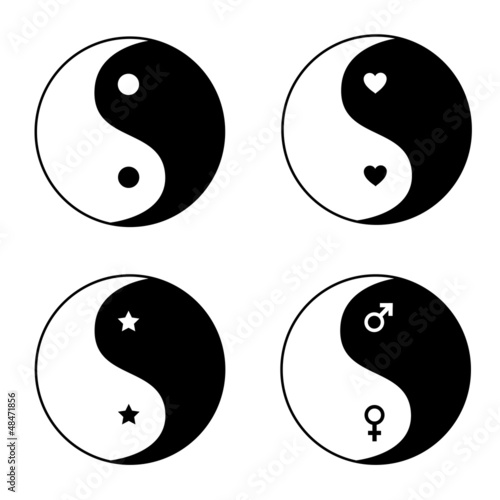 Set of ying yang symbols