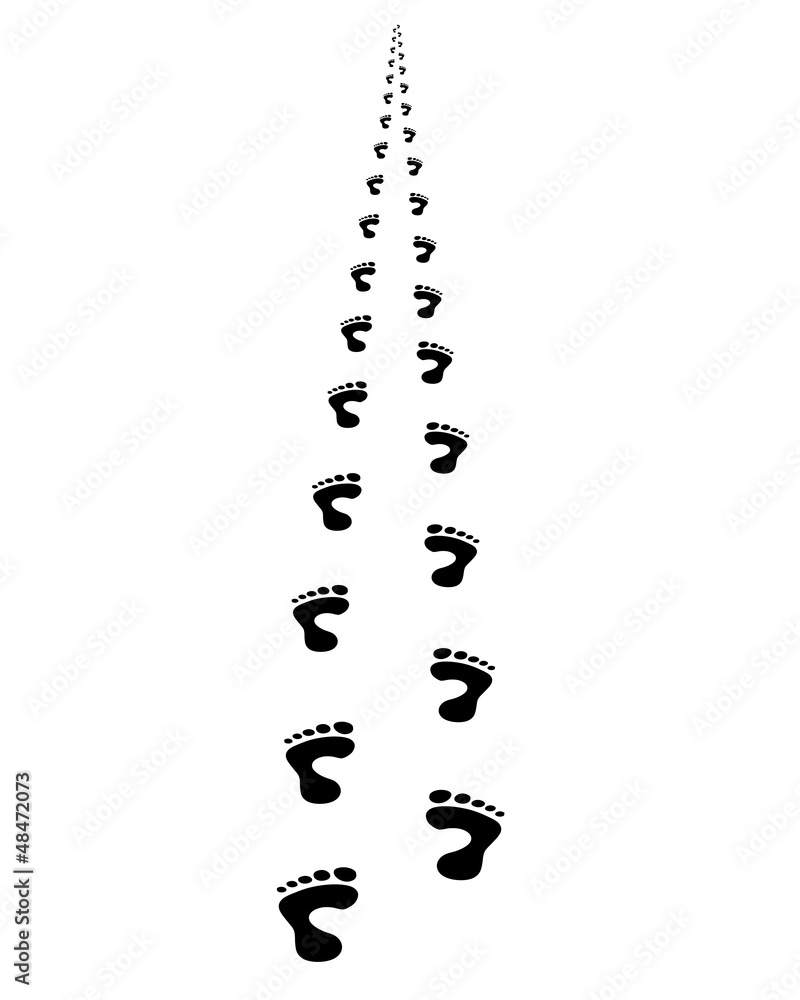 Foot prints walking away; in perspective Foot prints walking away; in perspective