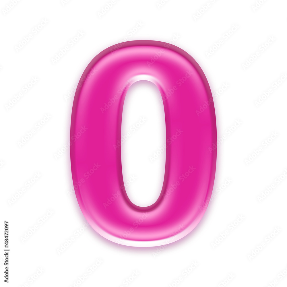pink jelly digit isolated on white background - 0 pink jelly digit isolated on white background - 0