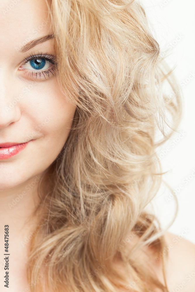 Fototapeta premium Half-Face Portrait of Beautiful Blonde Woman