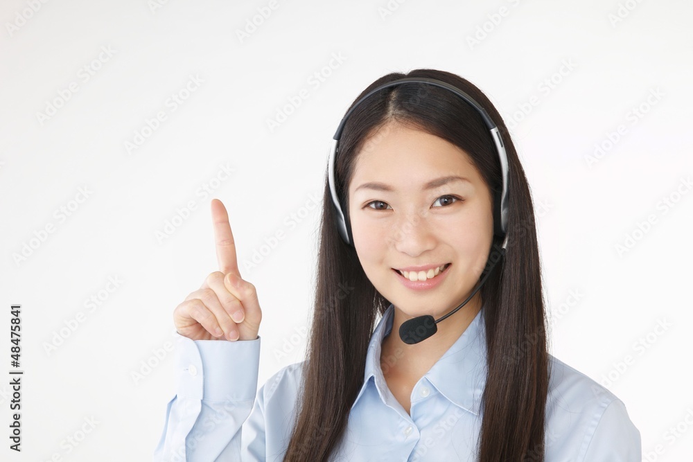ヘッドセットの女性 ヘッドセットの女性