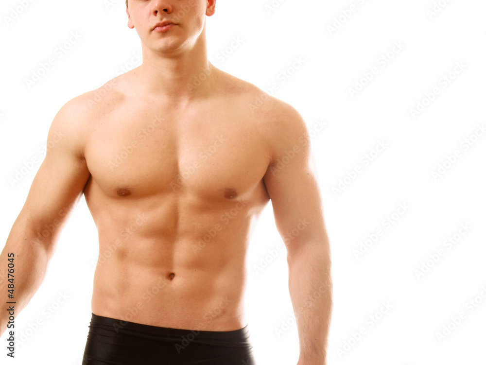 Strong man with a helathy body isolated over white background Strong man with a helathy body isolated over white background