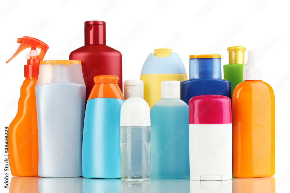 A lot of different cosmetic products for personal care isolated A lot of different cosmetic products for personal care isolated